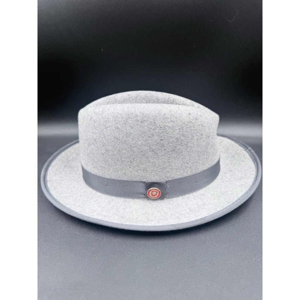 Bruno Capelo Men's Light Grey Wide Stiff Brim Wool Fedora Monarch Hat Sz L